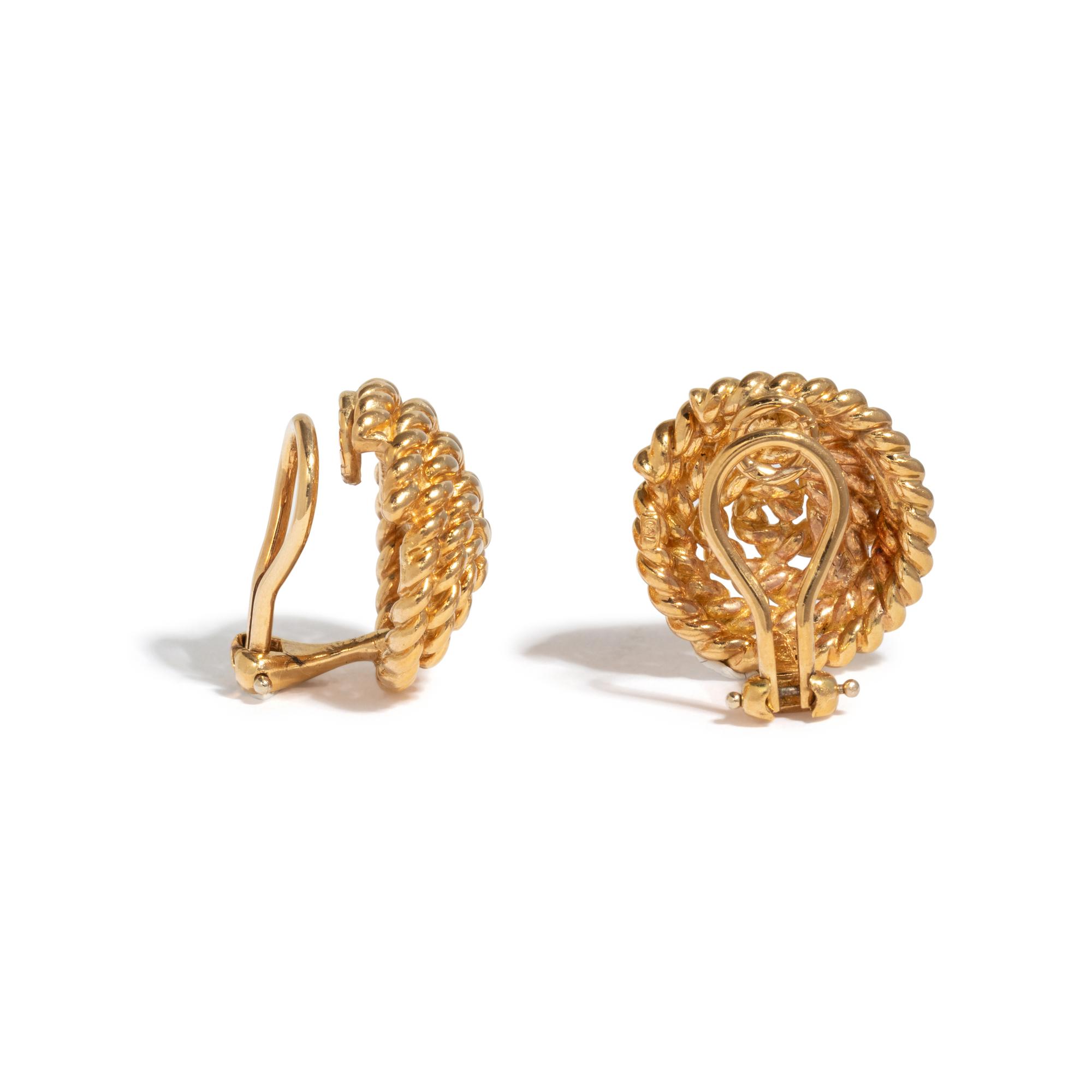 TIFFANY & CO., YELLOW GOLD CLIP EARRINGS