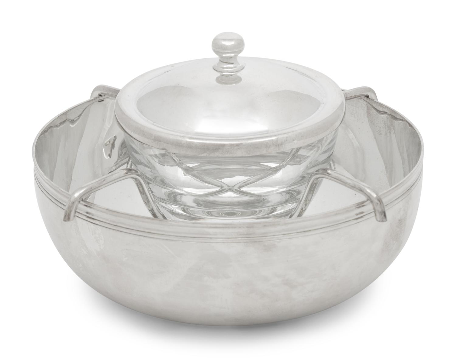 A Christofle Silver-Plate and Glass Caviar Server