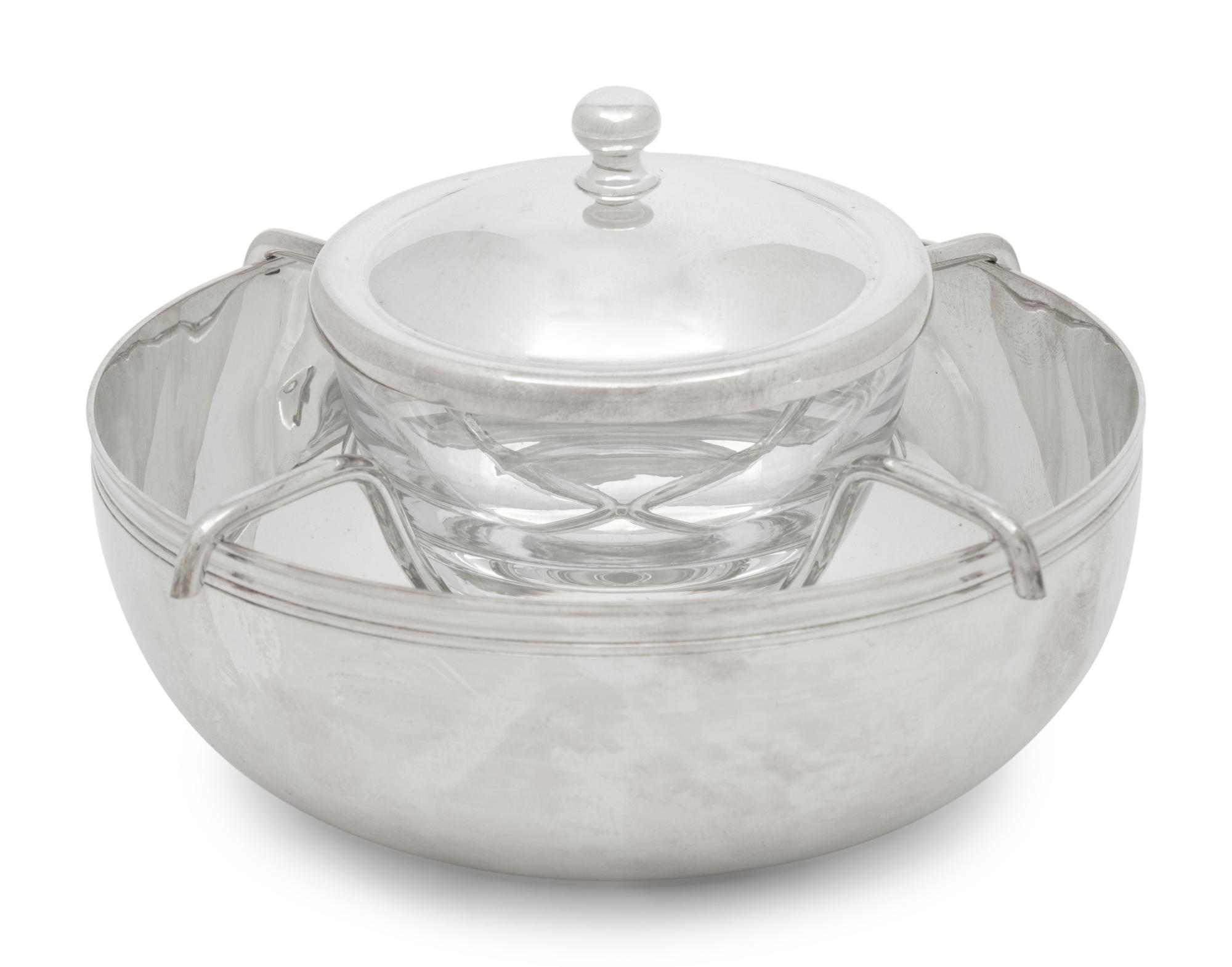A Christofle Silver-Plate and Glass Caviar Server