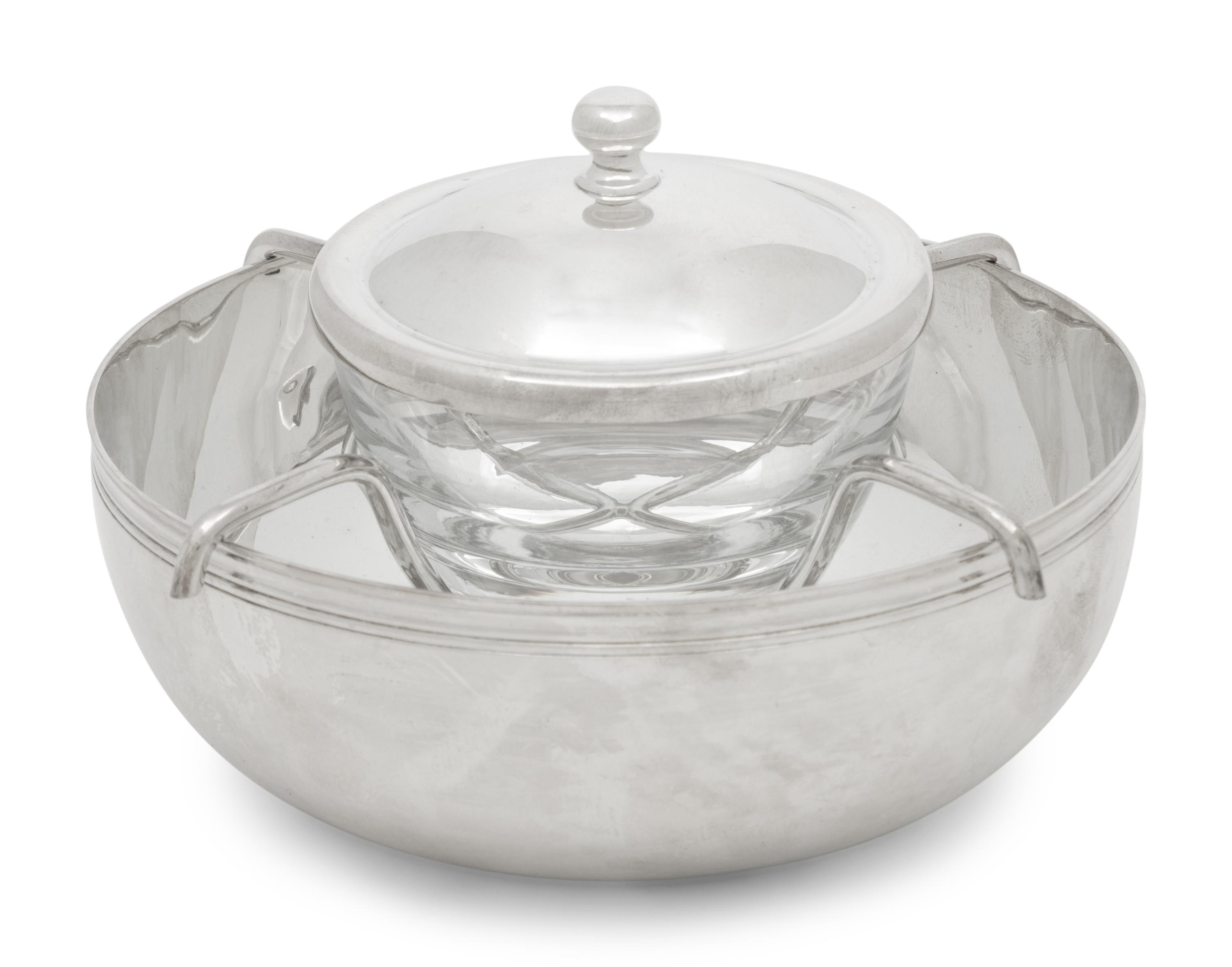 A Christofle Silver-Plate and Glass Caviar Server