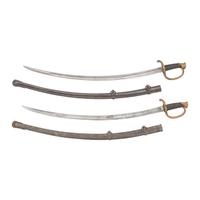 Two US Model 1840 Artillery Sabers with Scabbards, 1st and 2nd Patterns