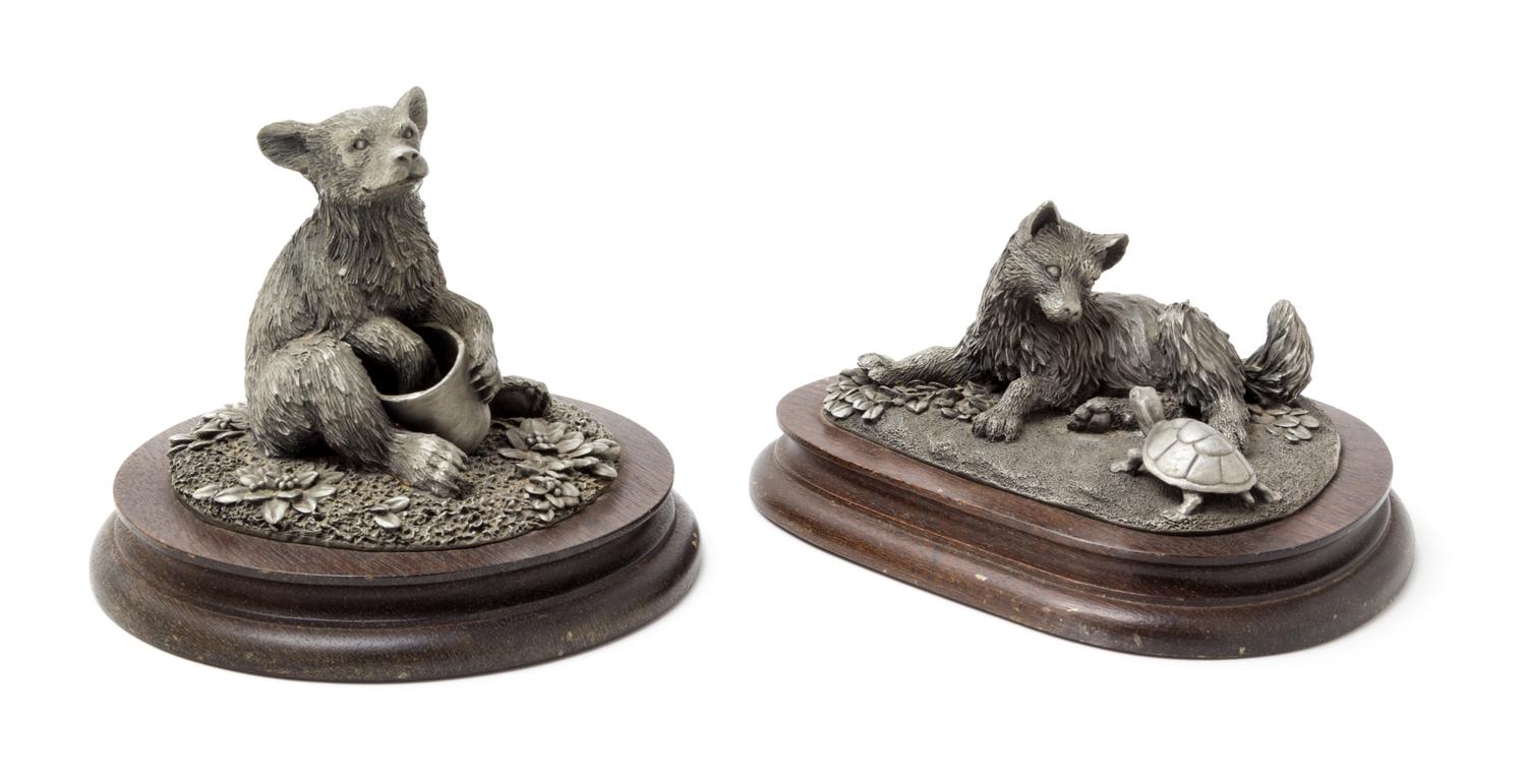 Two Pewter Animal Figures Height of tallest overall 5 1/8 inches. — R. K. DAVIS