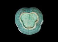 A small Chinese "Robin's-Egg"-glazed molded lobed double-gourd cabinet vase, Qing dynasty 爐鈞釉小葫蘆瓶 清