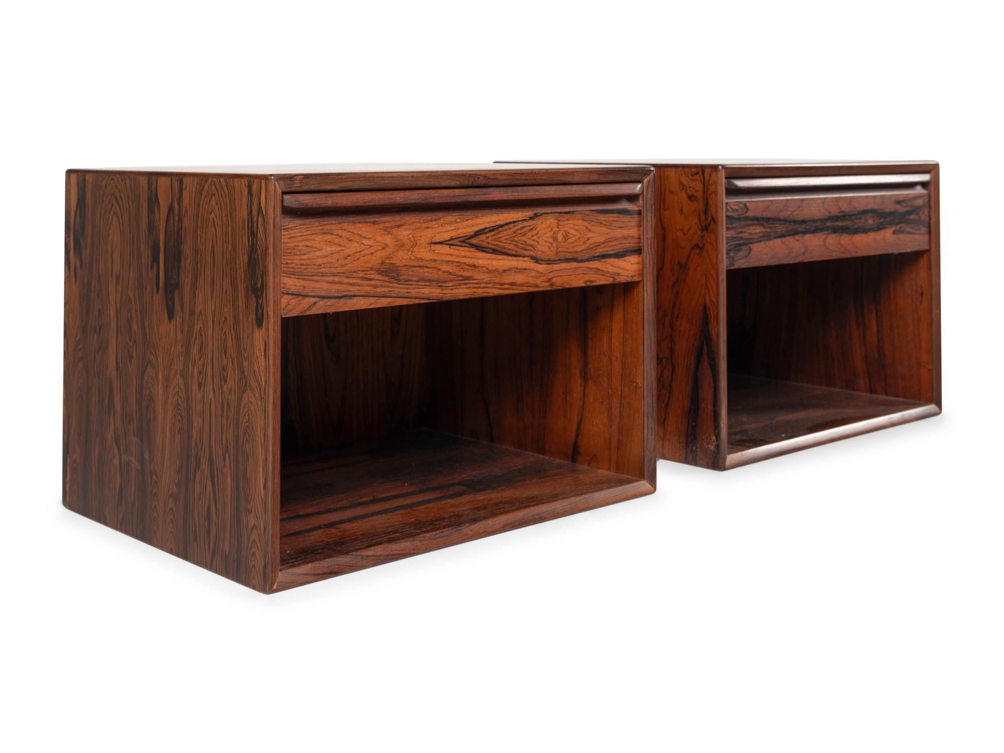 A Pair of Westnofa Wall Mount Rosewood Nightstands