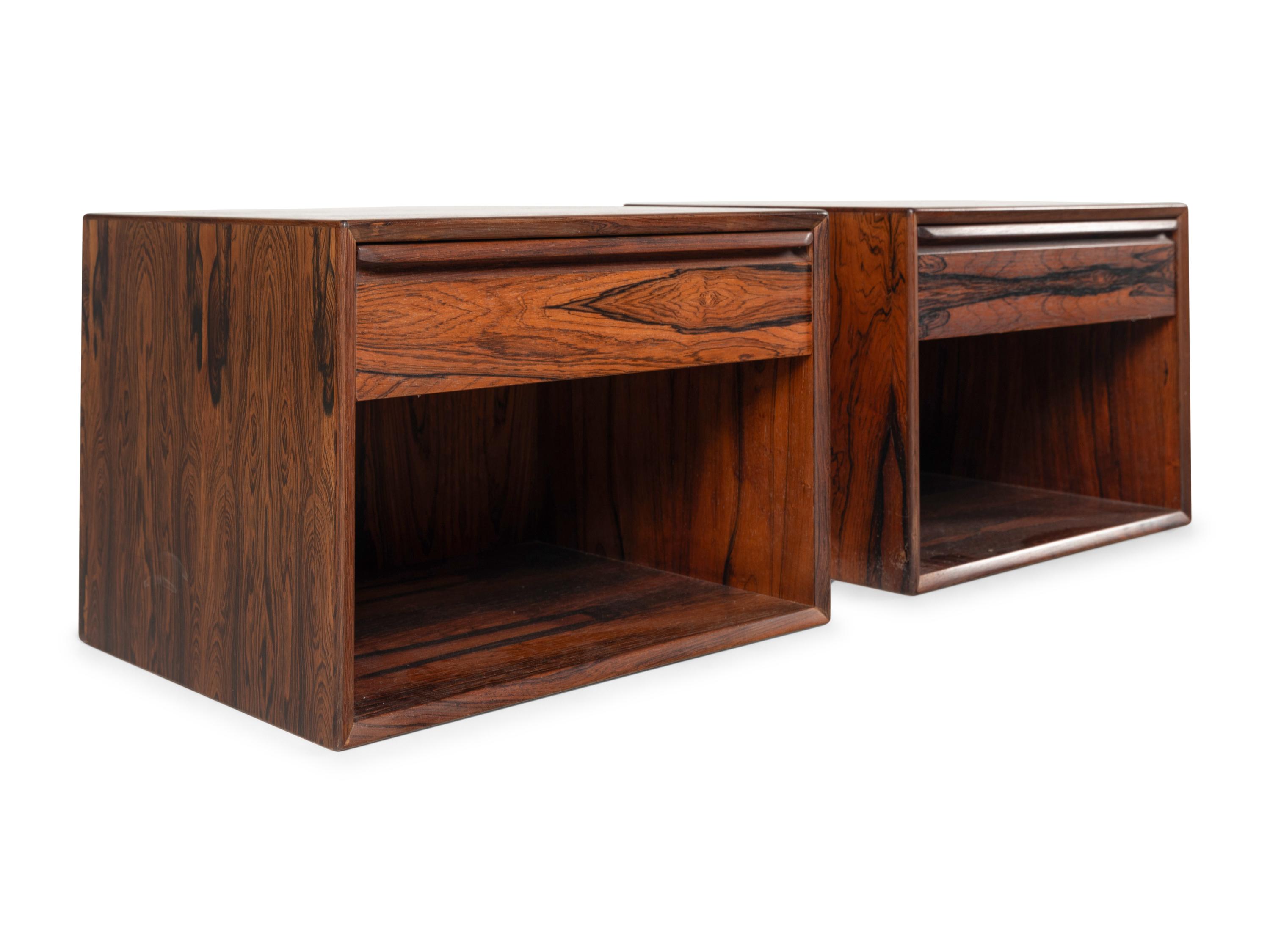 A Pair of Westnofa Wall Mount Rosewood Nightstands