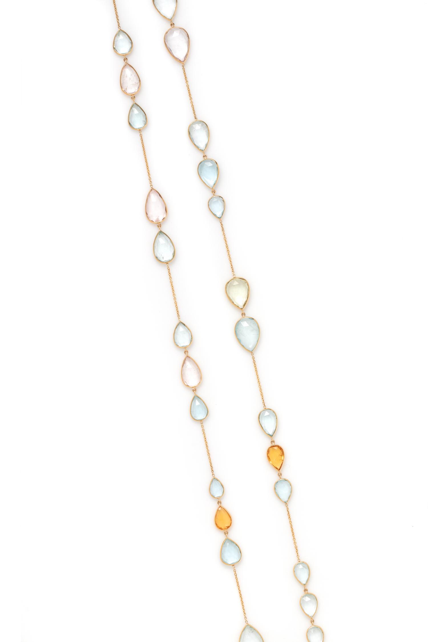 YELLOW GOLD AND MULTIGEM NECKLACE
