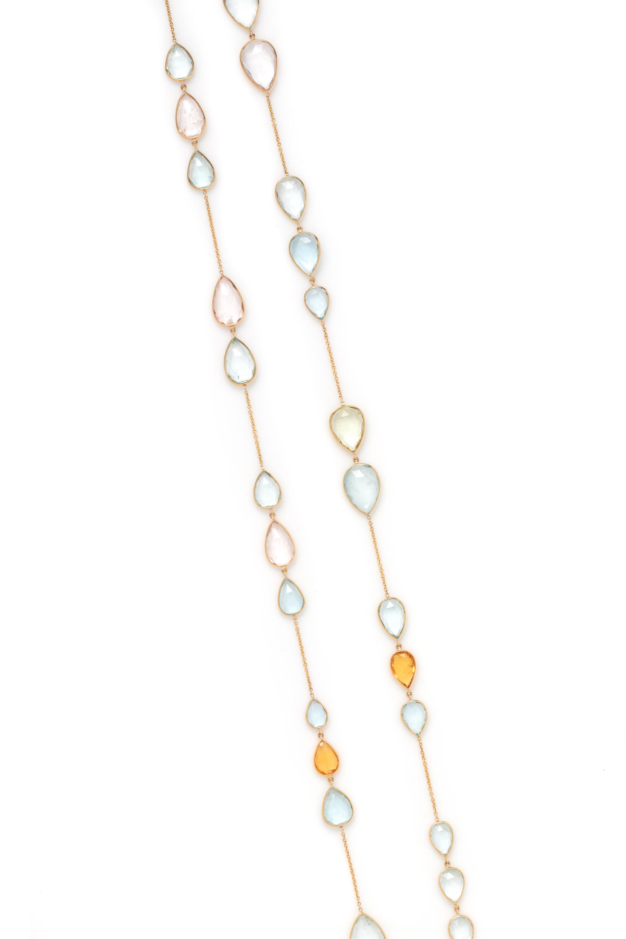 YELLOW GOLD AND MULTIGEM NECKLACE