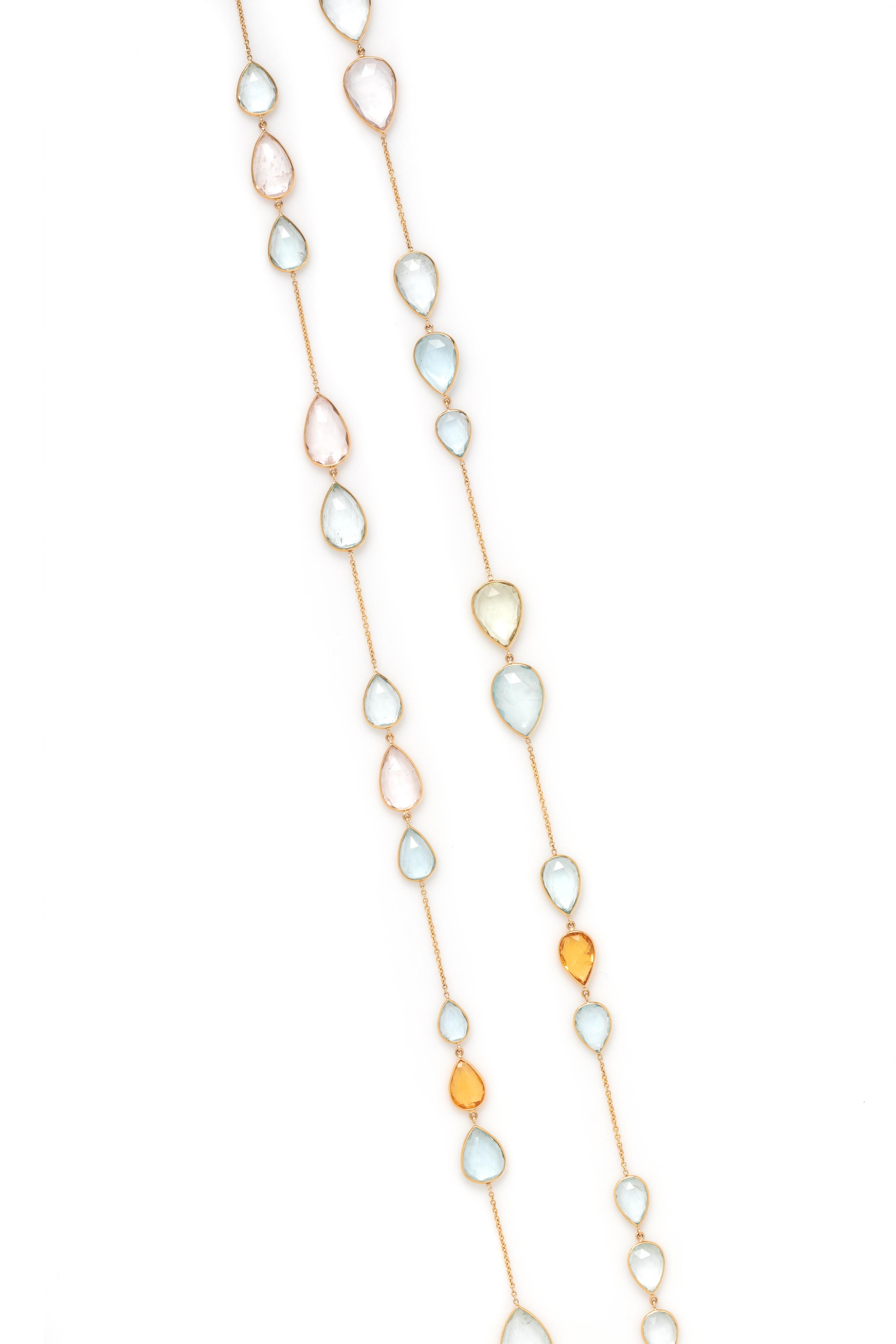 YELLOW GOLD AND MULTIGEM NECKLACE