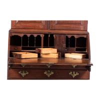 A Chippendale Carved and Paneled Mahogany Slant-Front Desk-and-Bookcase