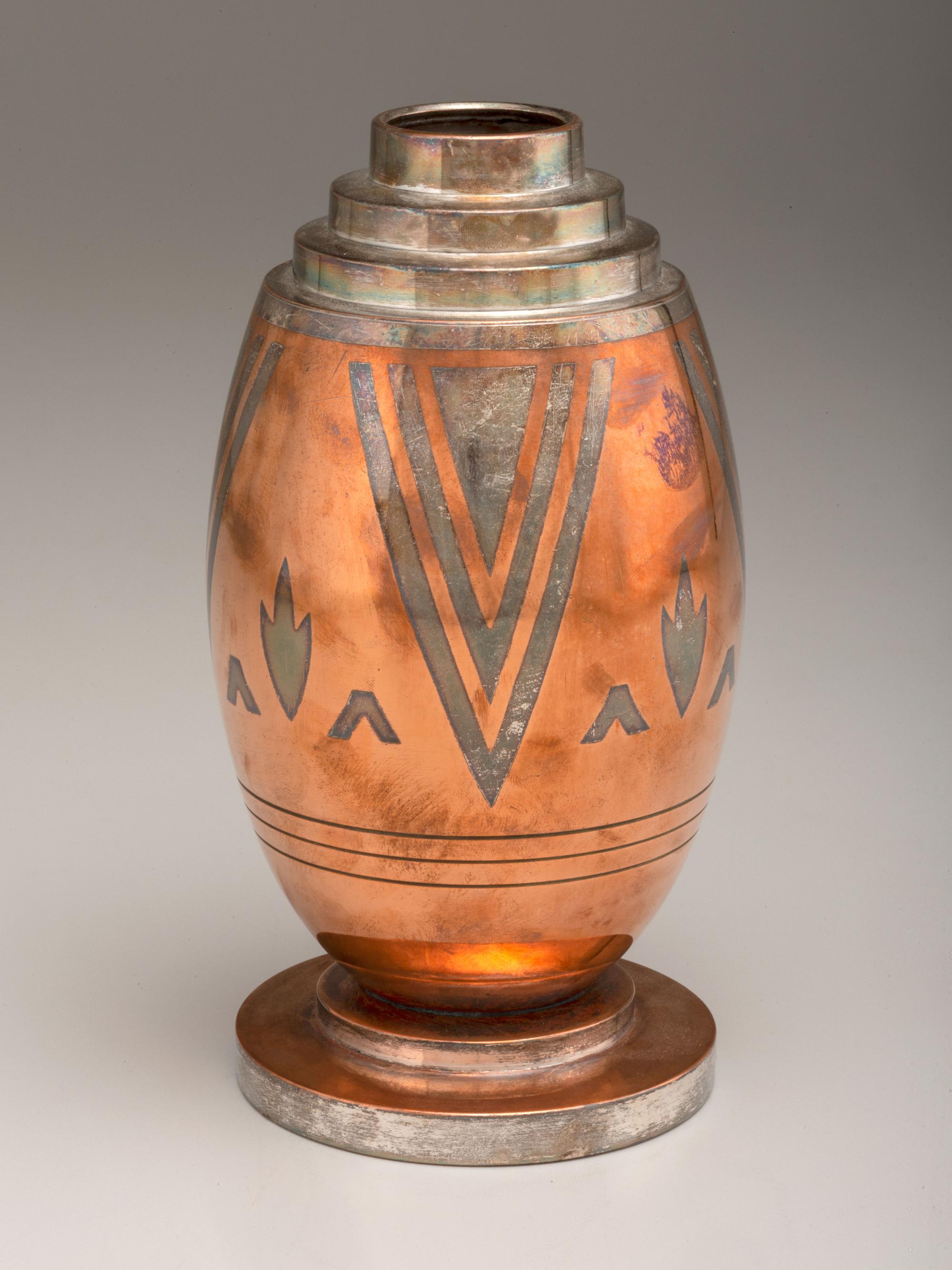 Mixed Metal Art Deco Vase