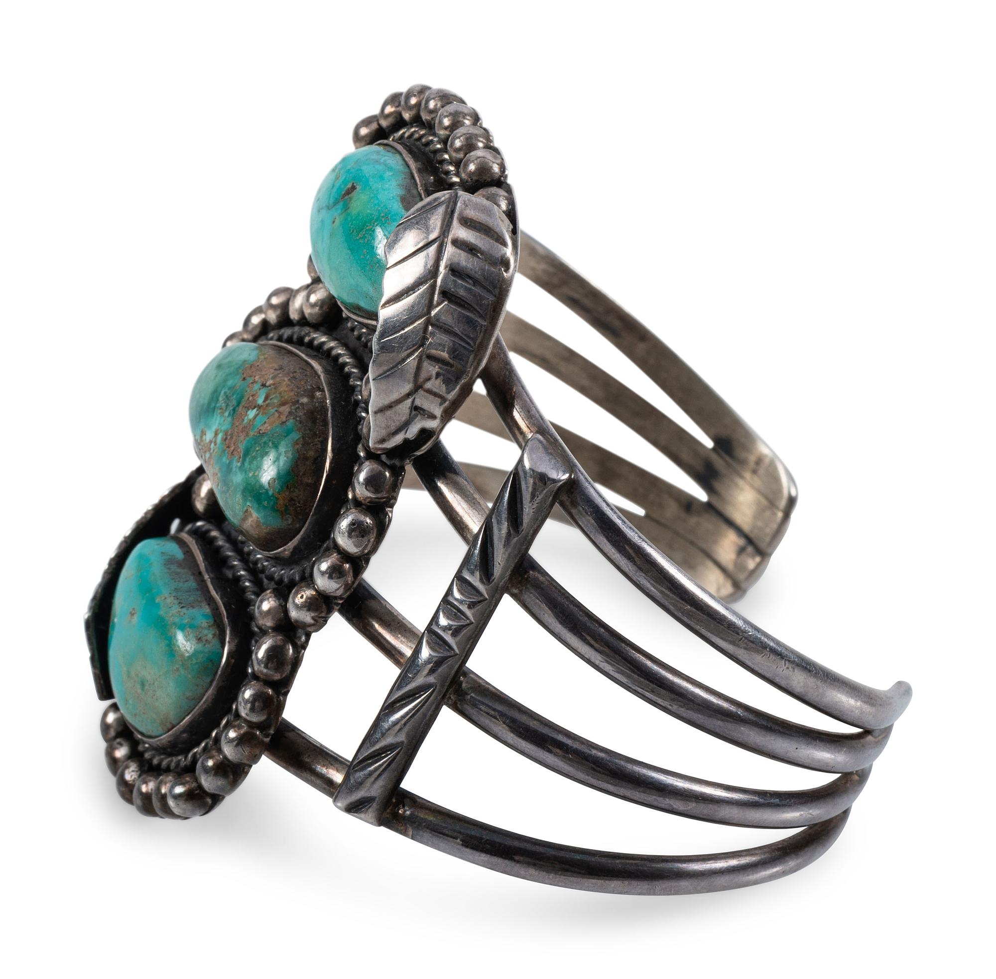 Navajo Silver and Turquoise Cuff Bracelet