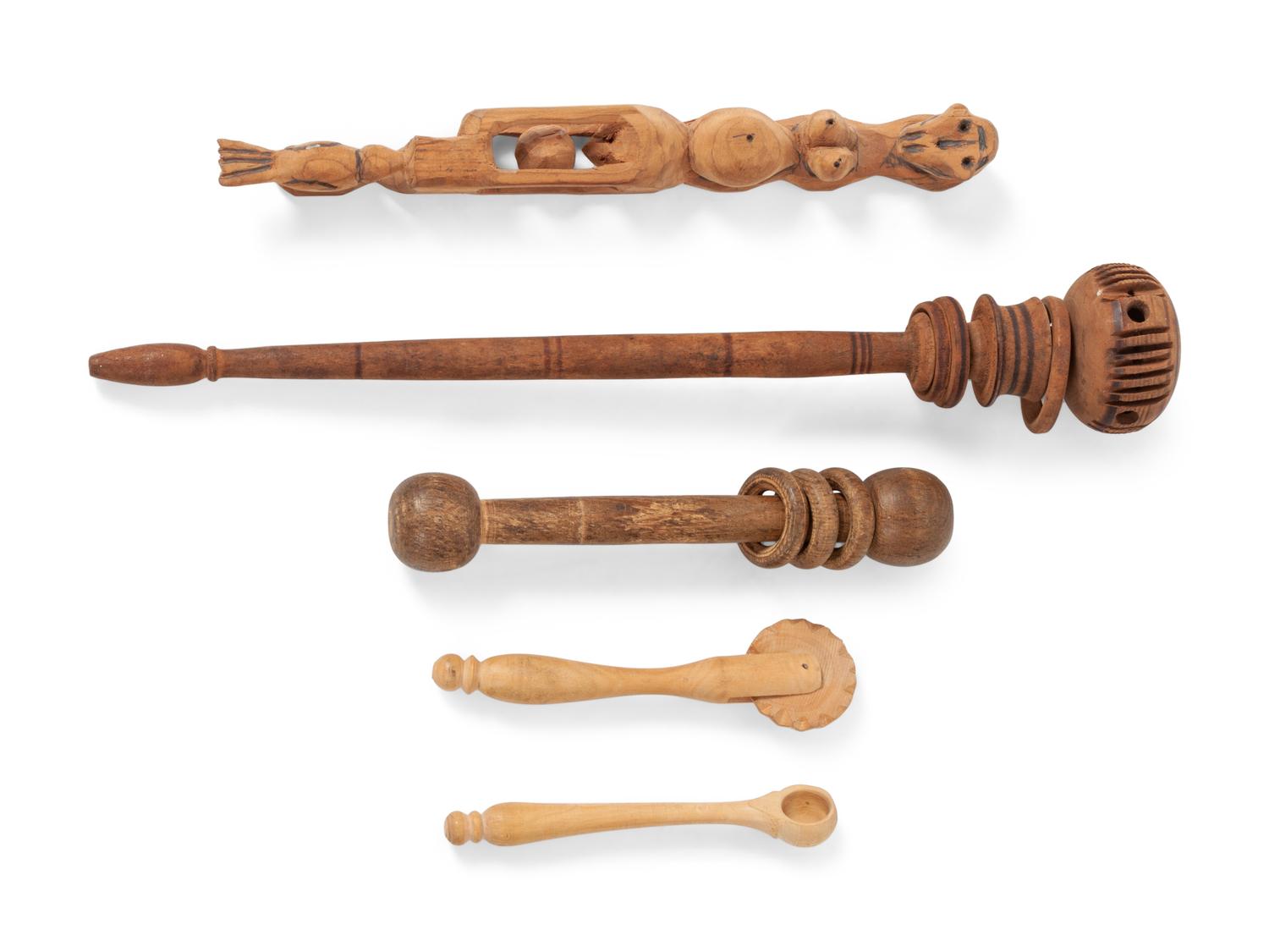 A Collection of Folk Art Carved Puzzle Whimsies and Other Articles