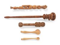 A Collection of Folk Art Carved Puzzle Whimsies and Other Articles