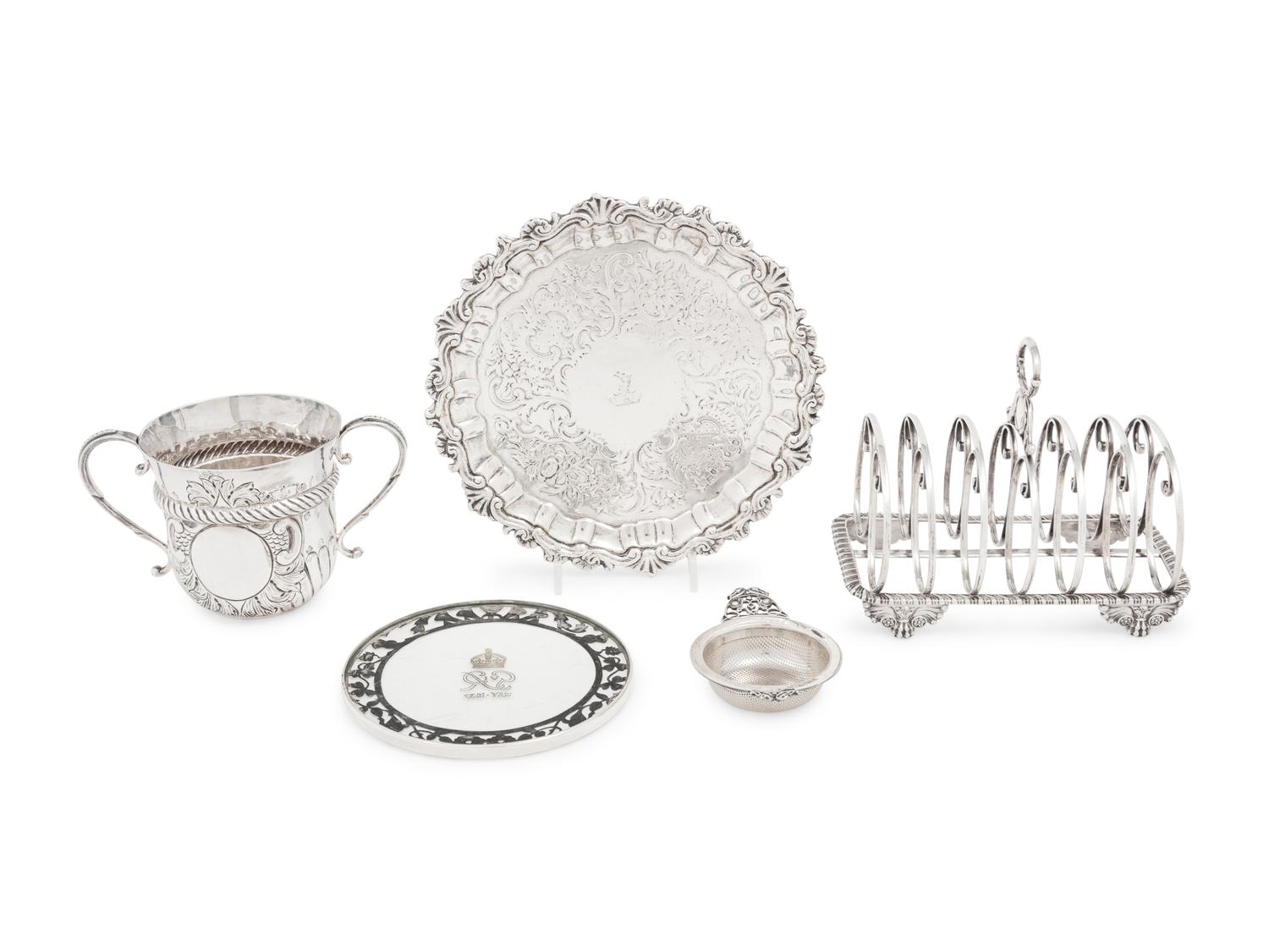 A Group of Five English Silver Articles