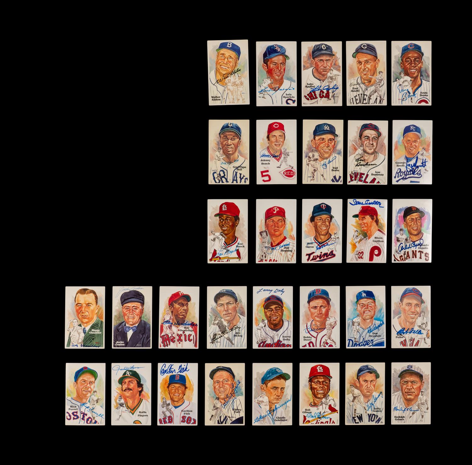 A Large Collection of Perez Steele Baseball Hall of Fame Postcards Including 78 Signed - Beckett Authentication Services Pre Certified