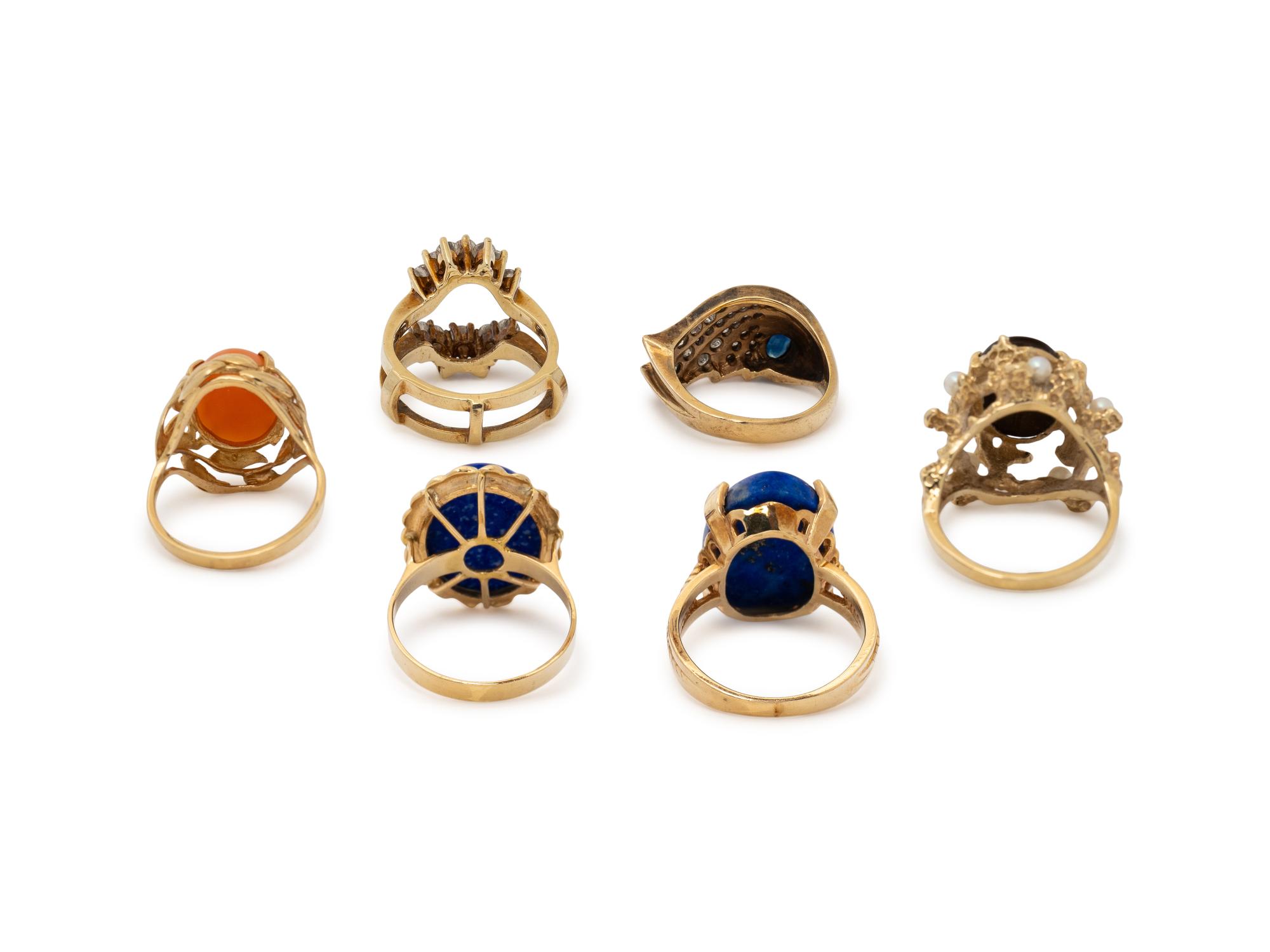 COLLECTION OF YELLOW GOLD AND GEMSTONE RINGS