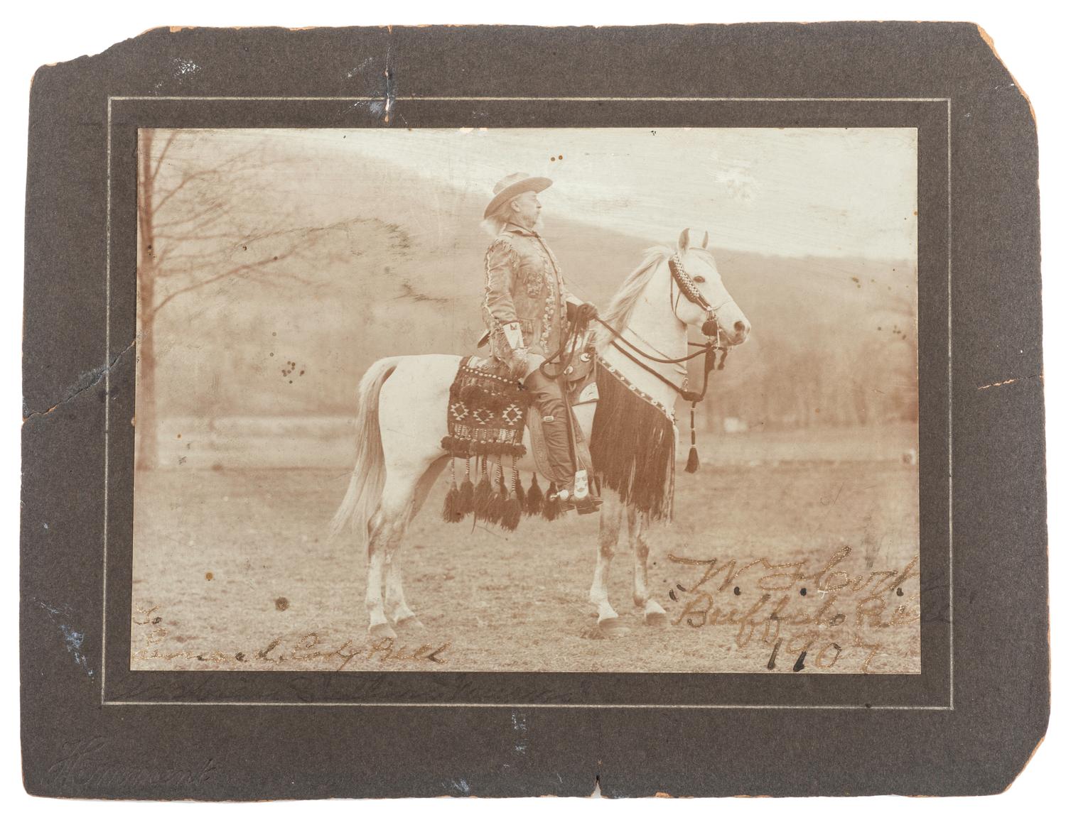 [WILD WEST SHOWS]. William F. "Buffalo Bill" Cody signed and inscribed large format photograph. New York: Hemment Studios.