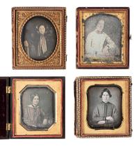 [EARLY PHOTOGRAPHY]. 28 sixth plate daguerreotypes of lovely young women.