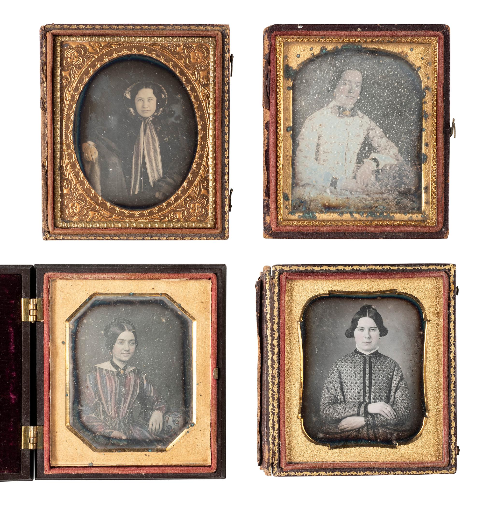 [EARLY PHOTOGRAPHY]. 28 sixth plate daguerreotypes of lovely young women.