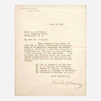 [Presidential] Taft, William H, and Woodrow Wilson and Calvin Coolidge and Herbert Hoover Group of 4 Typed Letters, signed