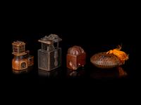 Four Japanese Carved Wood Netsuke