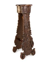 An Italian Baroque Style Carved Walnut Pedestal