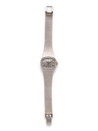 OMEGA, 14K WHITE GOLD AND DIAMOND WATCH