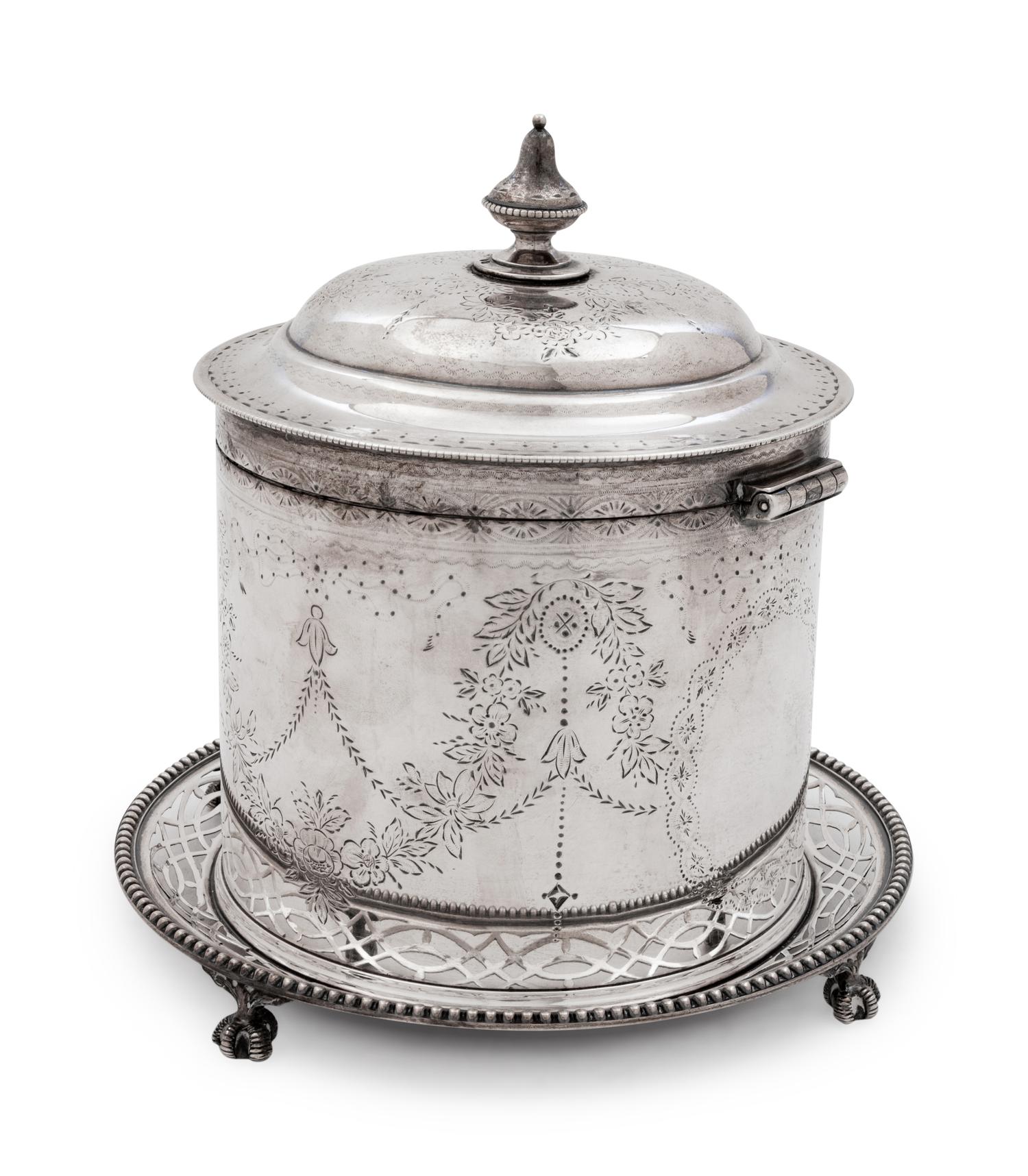 A Victorian Silver Biscuit Barrel