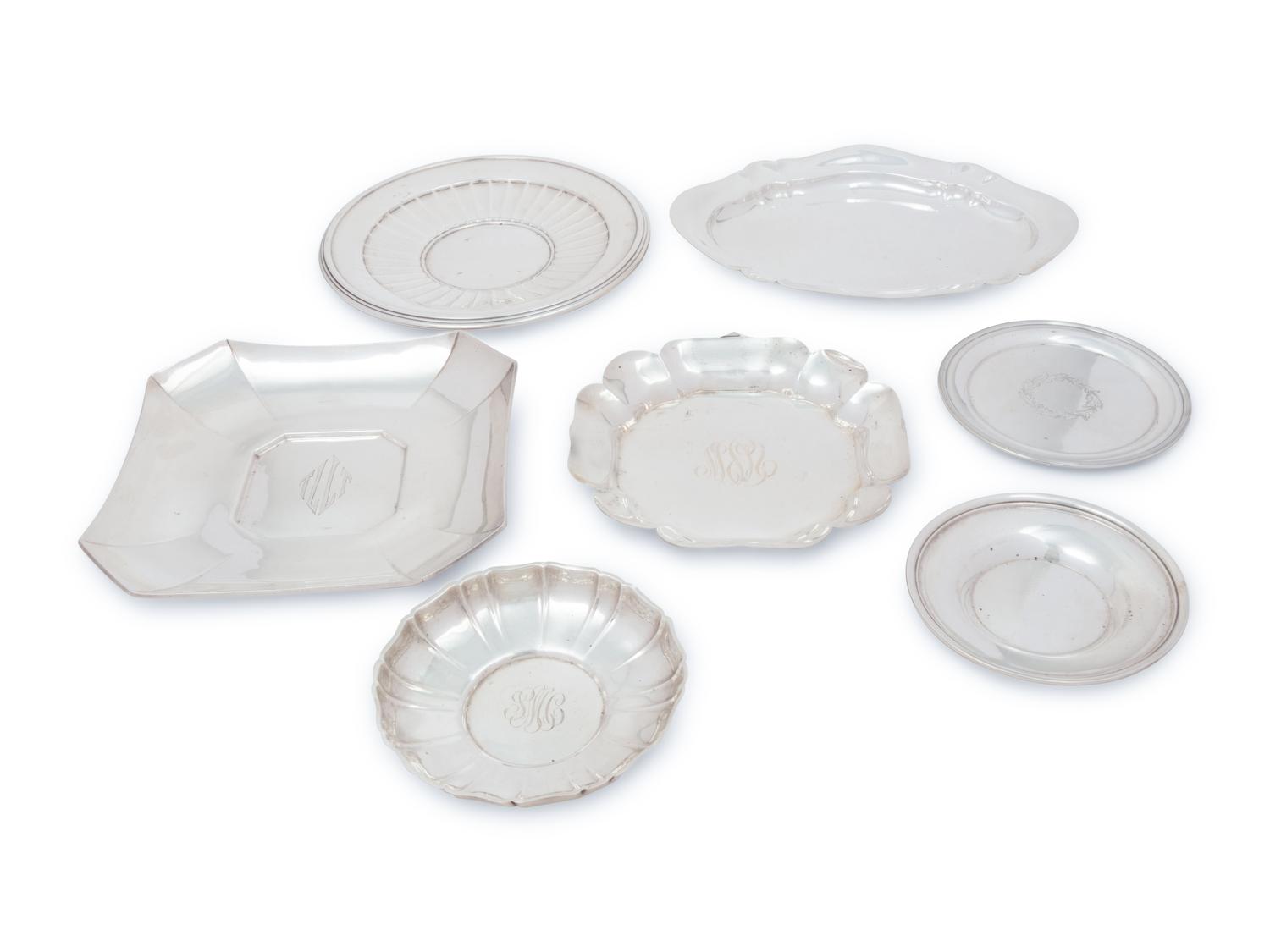 Seven American Silver Small Trays