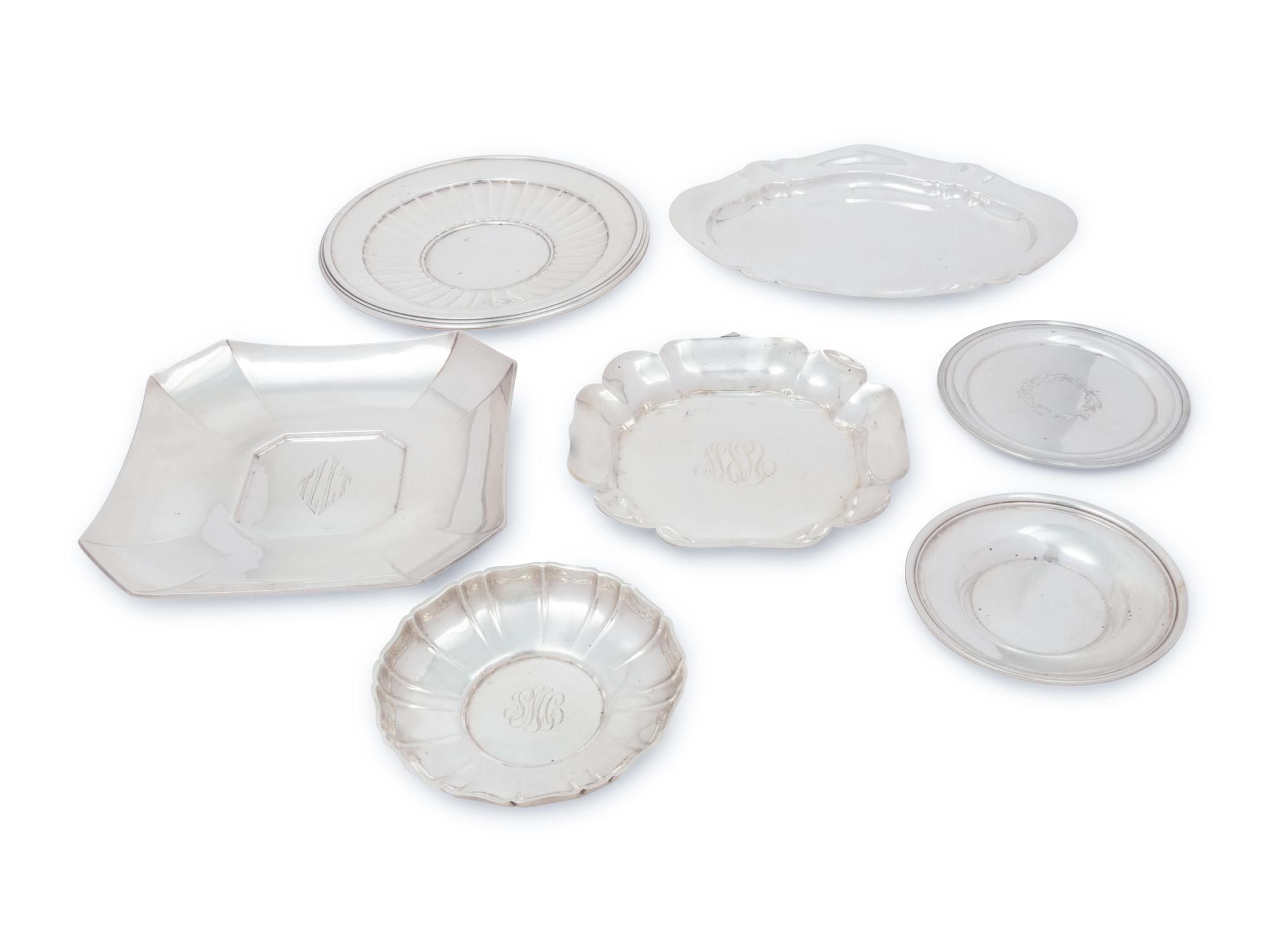 Seven American Silver Small Trays