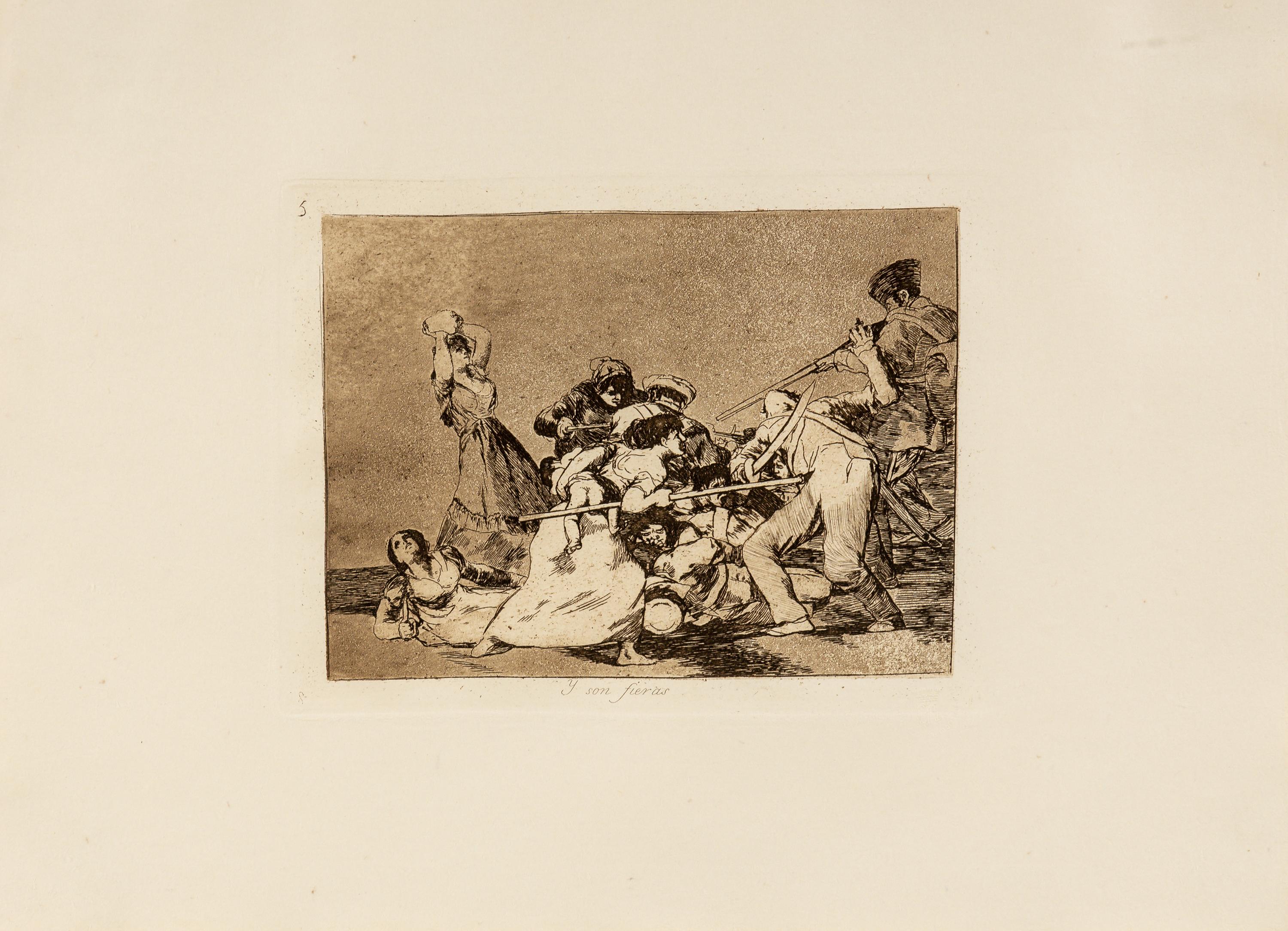 Four plates from Los desastres de la Guerra , (printed later)