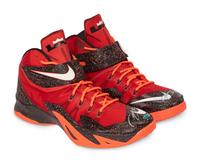 A Pair of 2014 LeBron James Signed Autograph Game Issued Nike Zoom Soldier VIII Shoes (Upper Deck Authenticated),