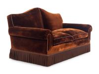 A Custom Two-Seat Sofa with Silk Velvet Upholstery