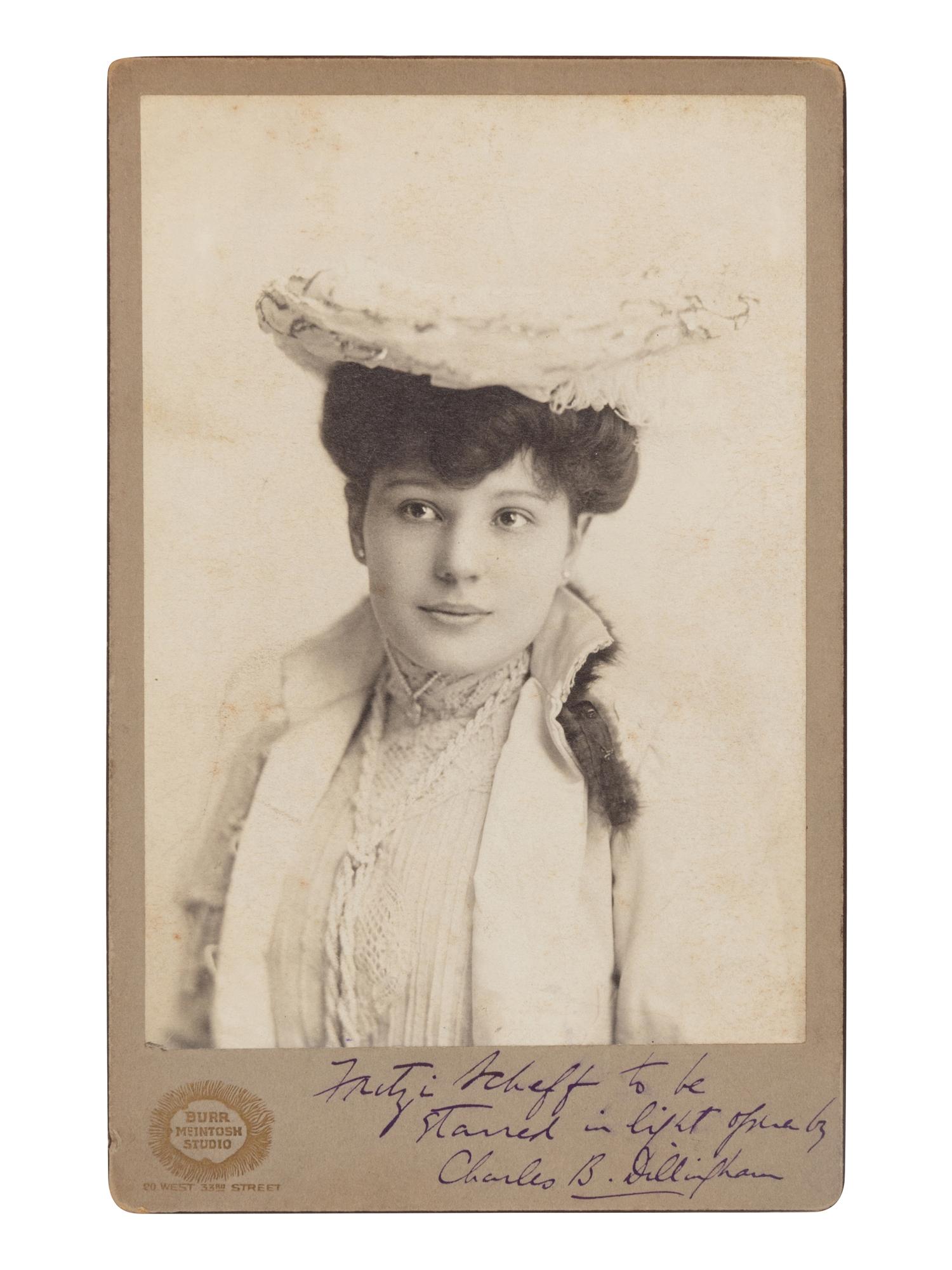 [19TH AND 20TH-CENTURY OPERA SINGERS]. A group of 8 photographs, cabinet photographs, or photographic postcards of opera singers from the 1890s-1900s, most signed, comprising images of: