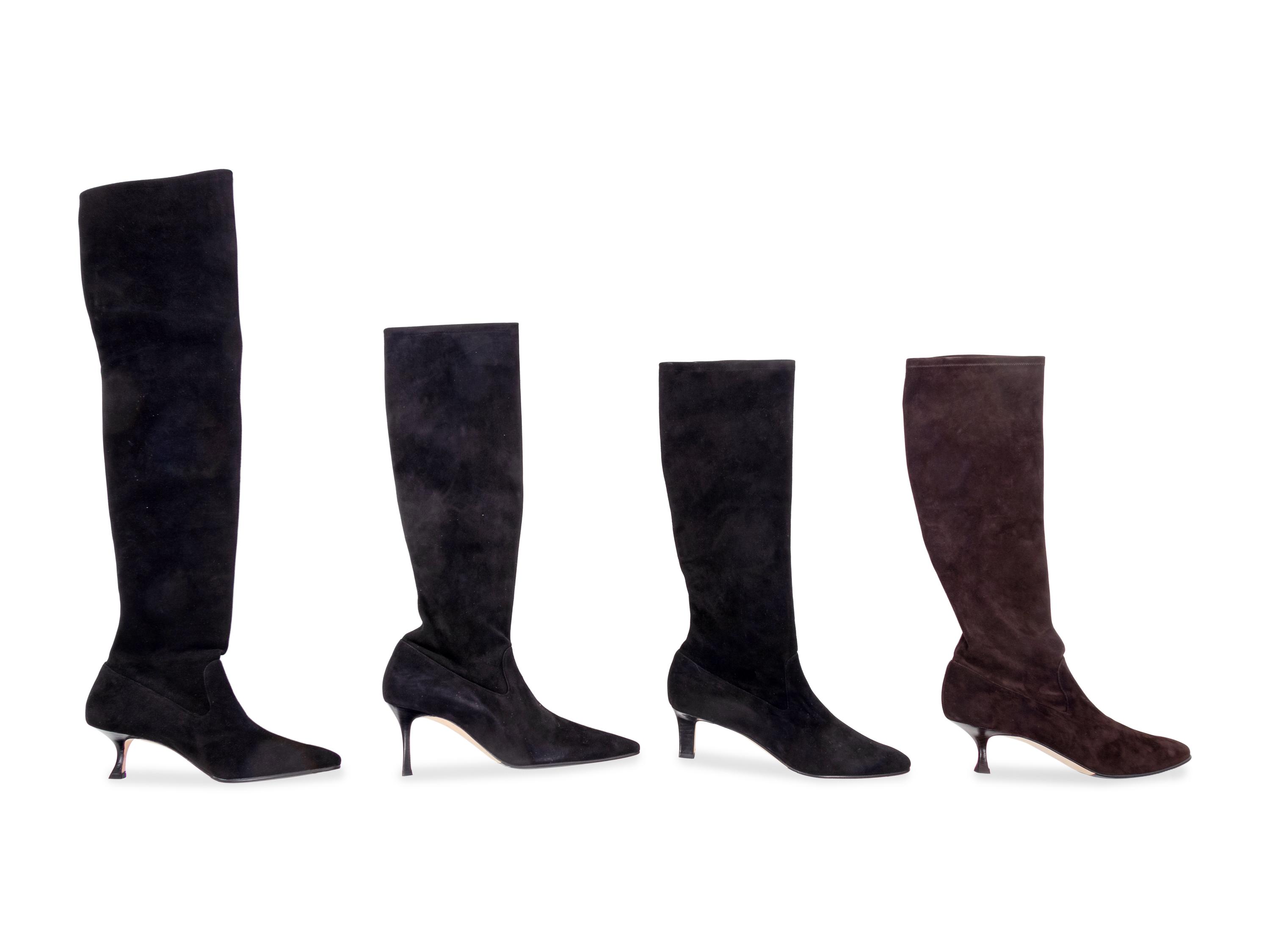 Four Pairs of Suede Manolo Blahnik Boots