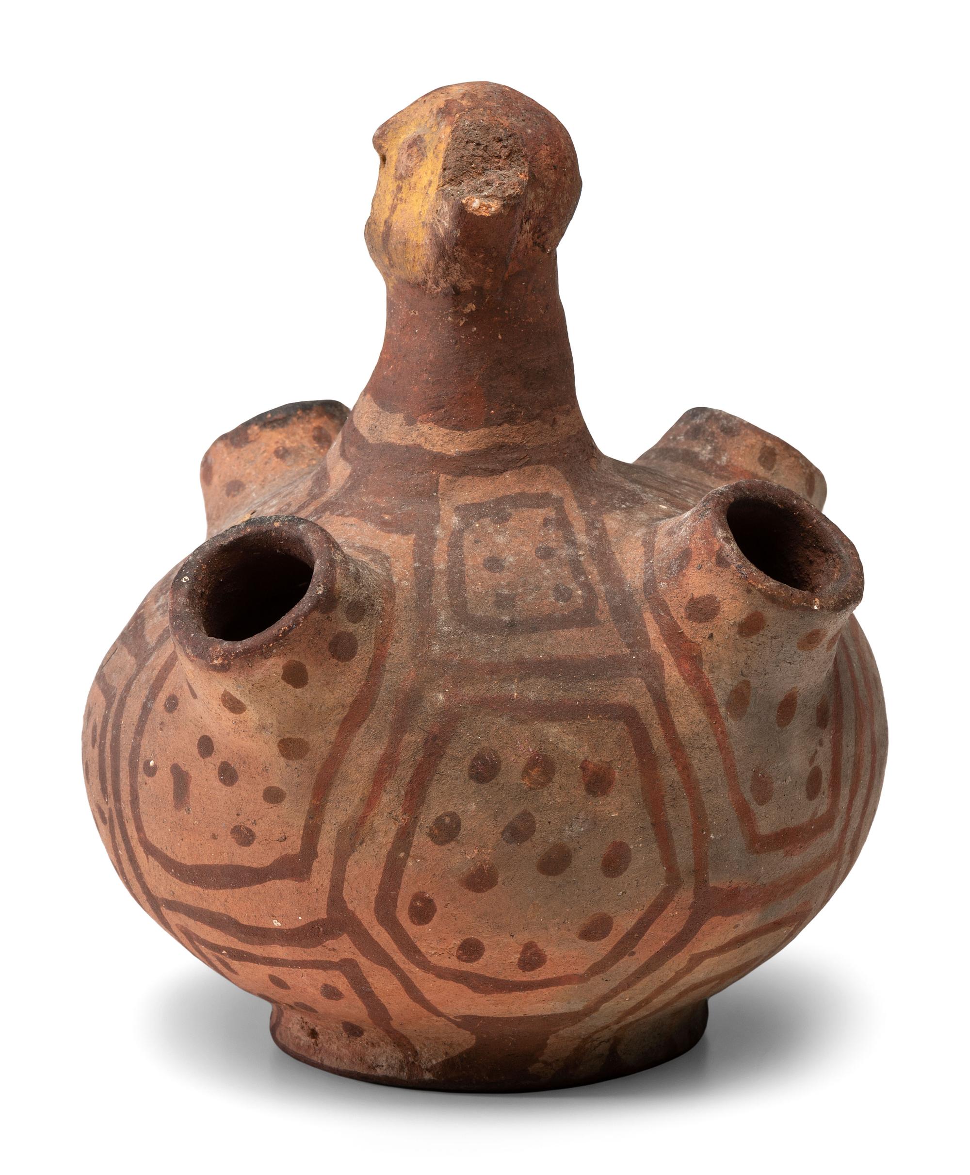 Mojave Figural Pottery Jar, with Four Spouts