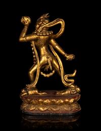 A Large Gilt and Red Lacquered Wood Figure of Vajrayogini