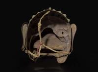 A Tibetan gilt and polychromed repousse copper snow lion mask, 18th/19th century 藏傳銅獅面具