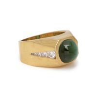 CAT'S EYE TOURMALINE AND DIAMOND RING