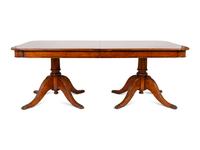 A William IV Two- Pedestal Cross Banded Burl Veneer Dining Table — 19TH CENTURY