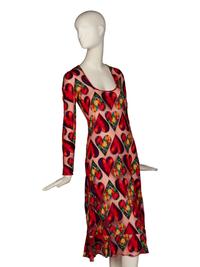 IMPORTANT GIANNI VERSACE DÉVORÉ JIM DINE HEART DRESS, FORMERLY OWNED BY GIANNI VERSACE, S/S 1997