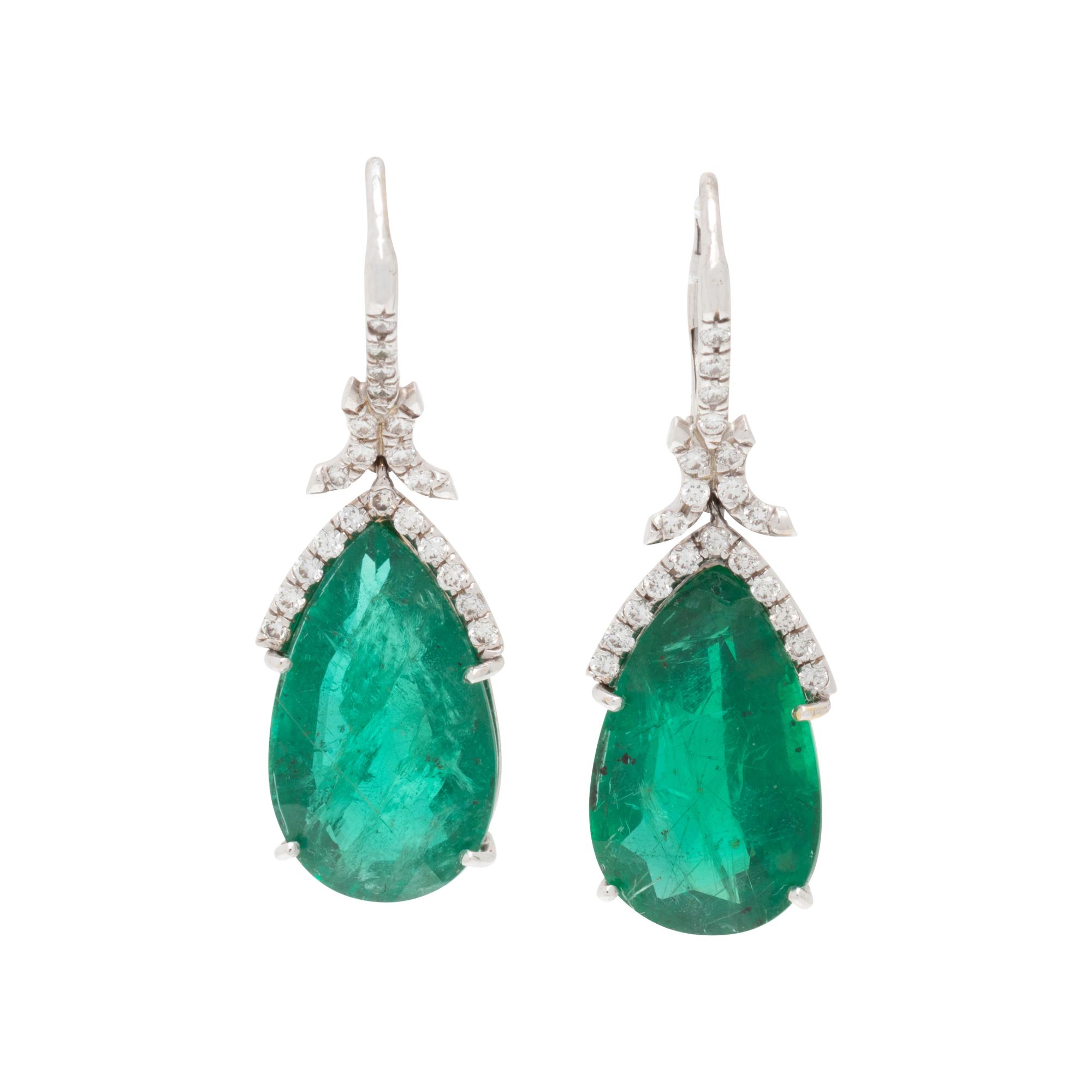 EMERALD AND DIAMOND EARRINGS