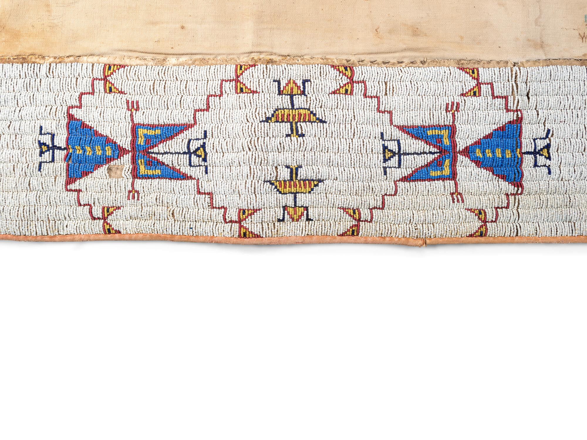 Sioux Beaded Hide Saddle Blanket, with World War I Era Doodles