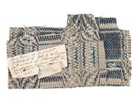 [CIVIL WAR]. Pieces of coverlet taken from Stonewall Jackson's house during the Civil War by Colonel E.W. Penny, 130th Indiana Infantry.