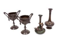 Two Pairs of Japanese Bronze Vessels
