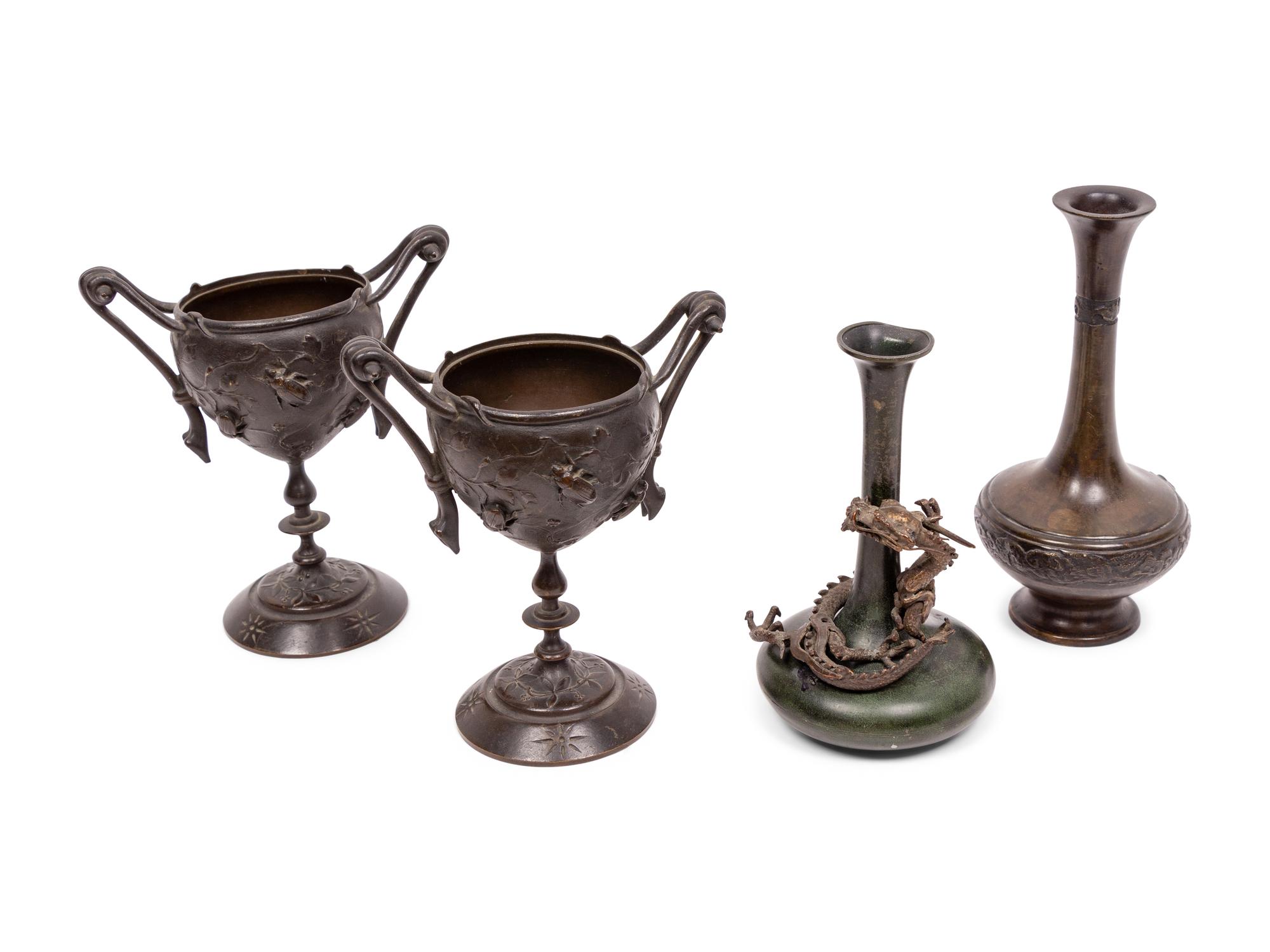 Two Pairs of Japanese Bronze Vessels