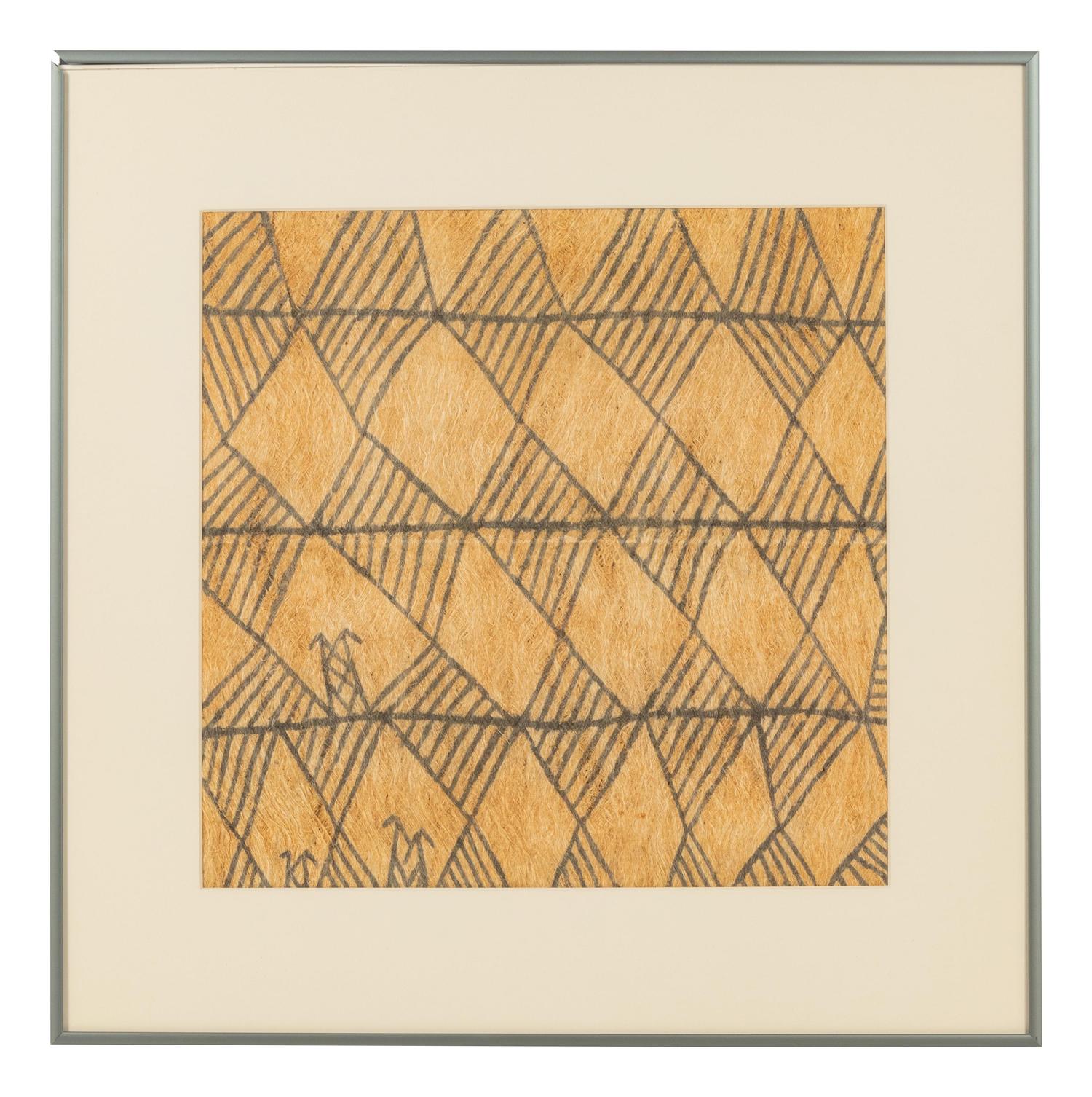 A Group of Nine Pongo Bark Cloth Drawings