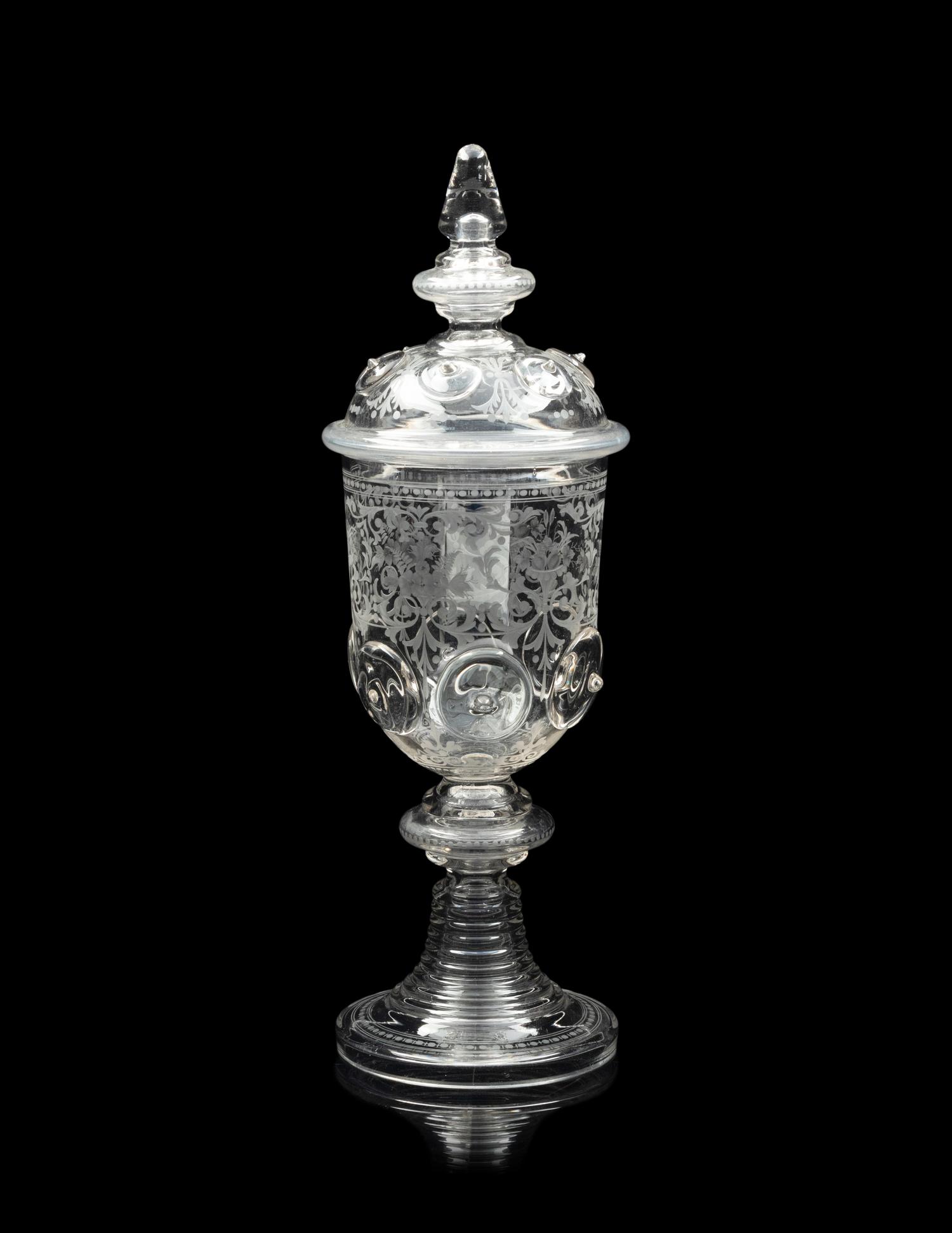 A Continental Etched Glass Pokal