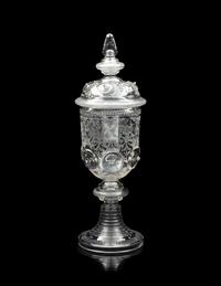 A Continental Etched Glass Pokal