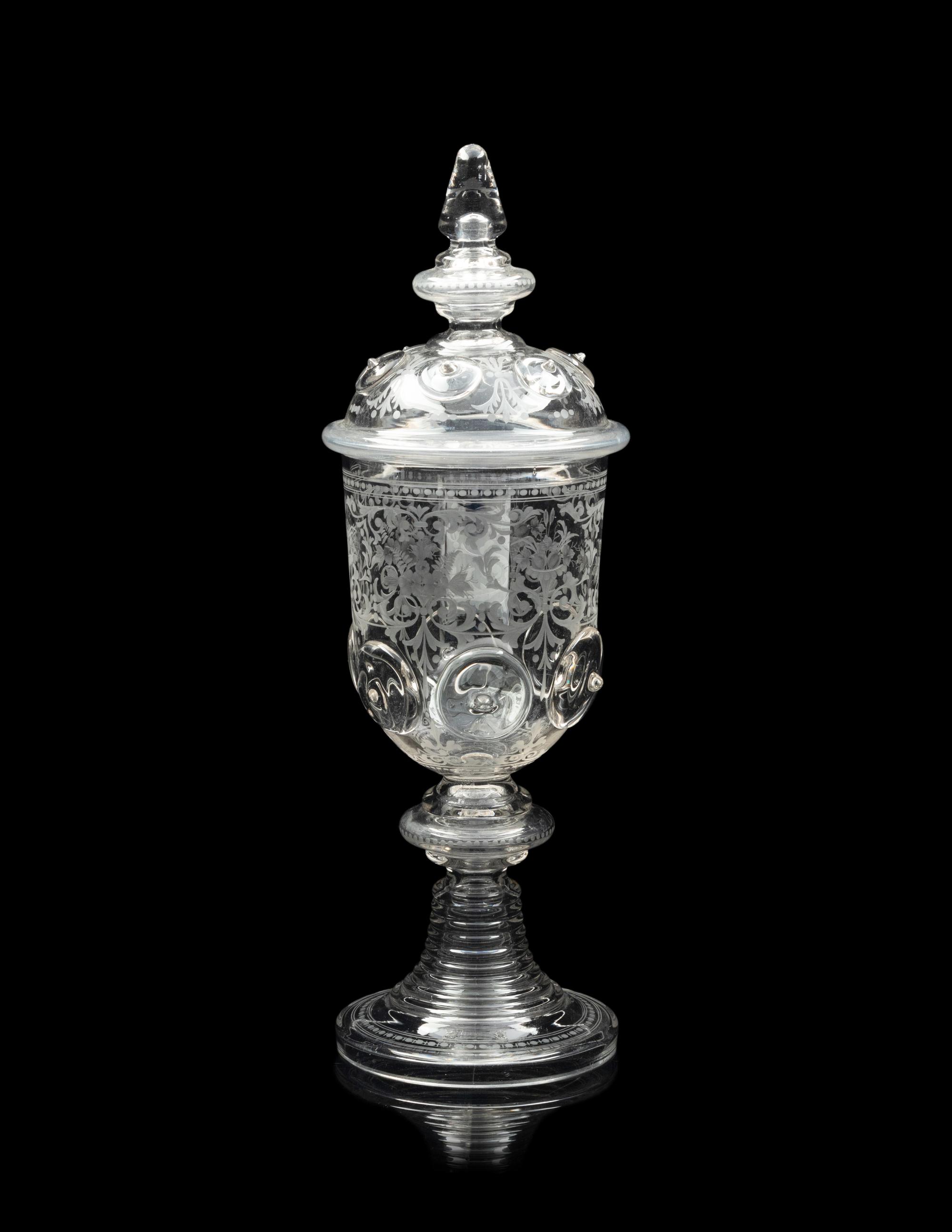 A Continental Etched Glass Pokal
